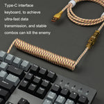 Mechanisches Tastatur-Spiralkabel Vergoldeter Luftfahrtstecker, Gelb, Schwarz