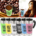 FX-589 400ml 304 Edelstahl Automatische Rührkaffeetasse, Grün, Weiß, Rot, Gelb, Schwarz, Blau
