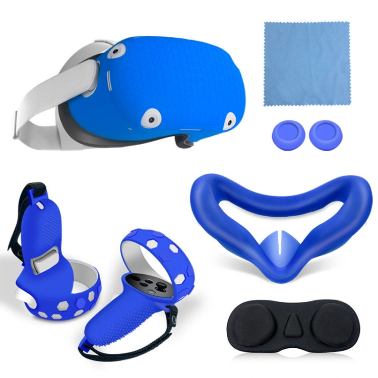6 PCS/Set für Meta Quest 2 Silikon All-Inclusive-Konsolen-Controller-Hülle, Weiß, Blau, Schwarz, Rot