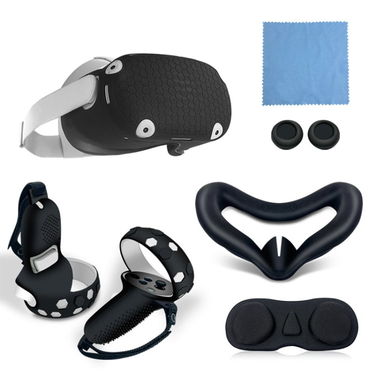 6 PCS/Set für Meta Quest 2 Silikon All-Inclusive-Konsolen-Controller-Hülle, Weiß, Blau, Schwarz, Rot
