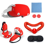 6 PCS/Set für Meta Quest 2 Silikon All-Inclusive-Konsolen-Controller-Hülle, Weiß, Blau, Schwarz, Rot