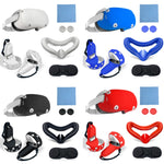 6 PCS/Set für Meta Quest 2 Silikon All-Inclusive-Konsolen-Controller-Hülle, Weiß, Blau, Schwarz, Rot