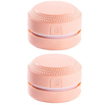2 Stück Desktop Mini Staubsauger Gummi Konfetti Tastaturreiniger, Rosa, Blau