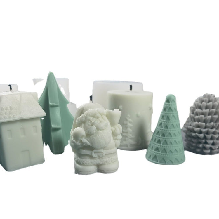 DIY Christmas Candle Aromatherapy Gypsum Silicone Mold, Shape:, Santa, Simple Christmas Tree, Triangular Christmas Tree, Christmas Gift, Single Stereo, Snow House 3, Single Christmas Cylinder, Origami Christmas Tree, 8 Cone Contest Christmas Tree