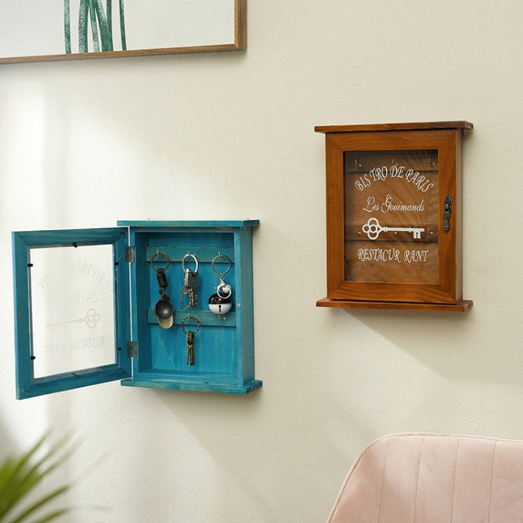 Eingangs-Schlüsselkasten zur Wandmontage aus Holz, Spezifikation:, Alte Farben, Blau, Alt mit 3 nahtlosen Nägeln, Blau mit 3 nahtlosen Nägeln