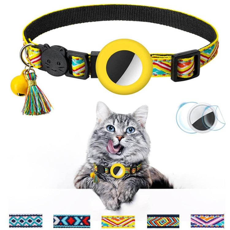 Haustier Farbige Glocken Quasten Halsband für AirTag 2. Gen / AirTag 1. Gen, Gelb, Grün, Blau, Lila, Dunkelblau, Weiß, Rot, Pink, Orange, Gelbgrün