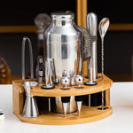 BY-F12 Semicircle Wooden Base Bar Shaker Set, Spec:, 350ml, 550ml, 700ml, 750ml