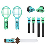 DOBE TNS-2123 Sport-Lichtschwert + Beinschlaufe + Tennisschläger + Handgelenkschlaufe 7-in-1-Sportset für Nintendo Switch, DOBE 7-in-1