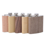 170ml Holz-Leder-Hüftflasche, Edelstahl-Whisky-Weinalkohol-Flagon, Stil 1, Stil 2, Stil 3, Stil 4, Stil 5