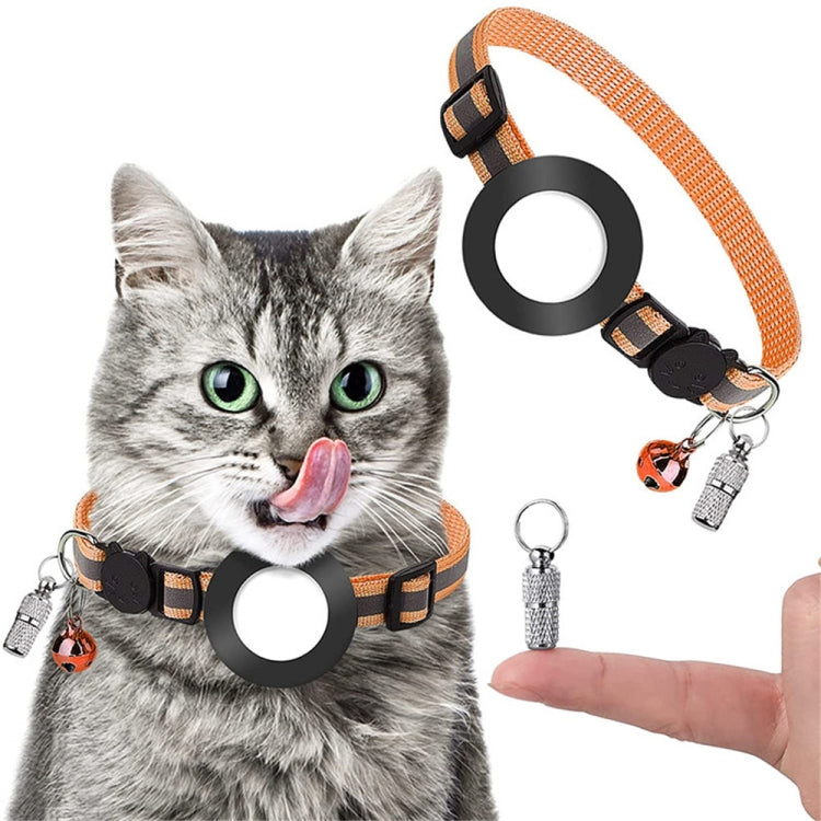 Haustier Anti-Verlust Adressanhänger Halsband mit Glocke für AirTag 2. Gen / AirTag 1. Gen, Grün, Lila, Schwarz, Pink, Orange, Blau