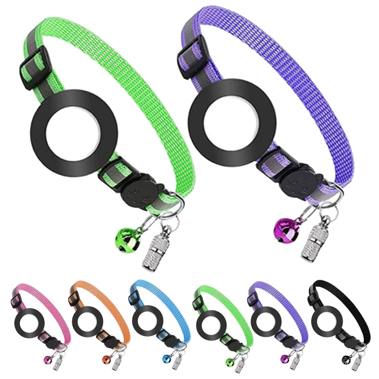 Haustier Anti-Verlust Adressanhänger Halsband mit Glocke für AirTag 2. Gen / AirTag 1. Gen, Grün, Lila, Schwarz, Pink, Orange, Blau