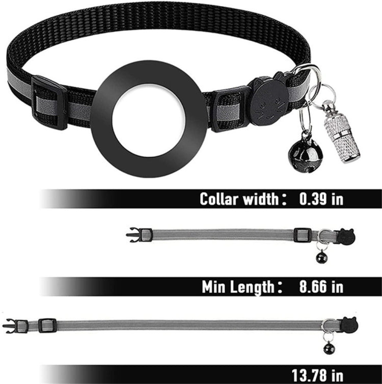 Haustier Anti-Verlust Adressanhänger Halsband mit Glocke für AirTag 2. Gen / AirTag 1. Gen, Grün, Lila, Schwarz, Pink, Orange, Blau