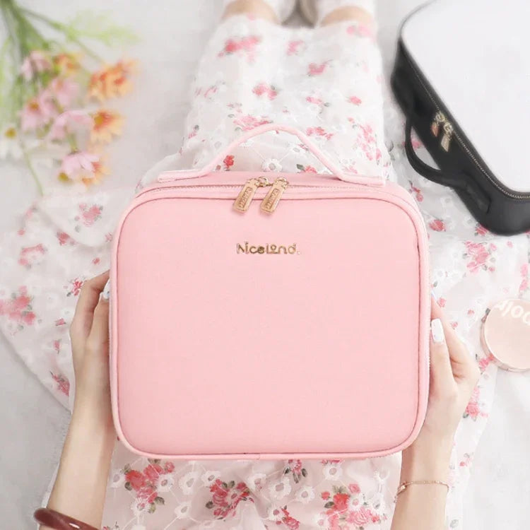 NICELAND TM1060 Kosmetiktasche mit großem Fassungsvermögen und Lampe, tragbar, klein (Rosa), klein (Schwarz), groß (Rosa), groß (Schwarz)