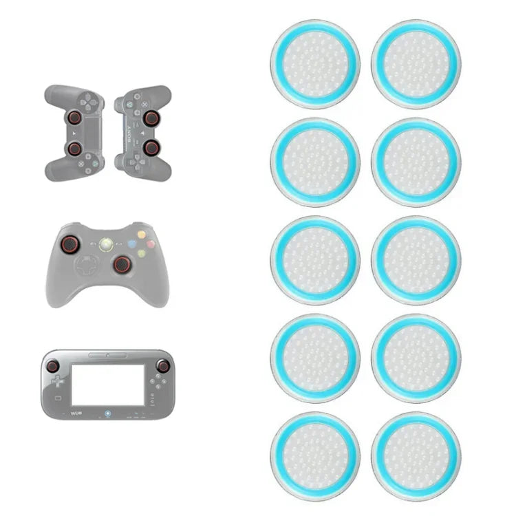 10 Stück leuchtende Silikon-Tastenkappen für Gamepads (PS5/PS4/PS3/ONE/360/PRO/Serie X/S)