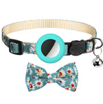 Anti-Verlust Bedrucktes Schleifen-Haustierhalsband mit Glocke für AirTag 2. Gen / AirTag 1. Gen, Gelb, Blau, Pink, Dunkelblau, Orange, Minzgrün