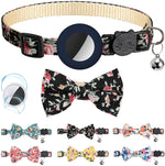 Anti-Verlust Bedrucktes Schleifen-Haustierhalsband mit Glocke für AirTag 2. Gen / AirTag 1. Gen, Gelb, Blau, Pink, Dunkelblau, Orange, Minzgrün