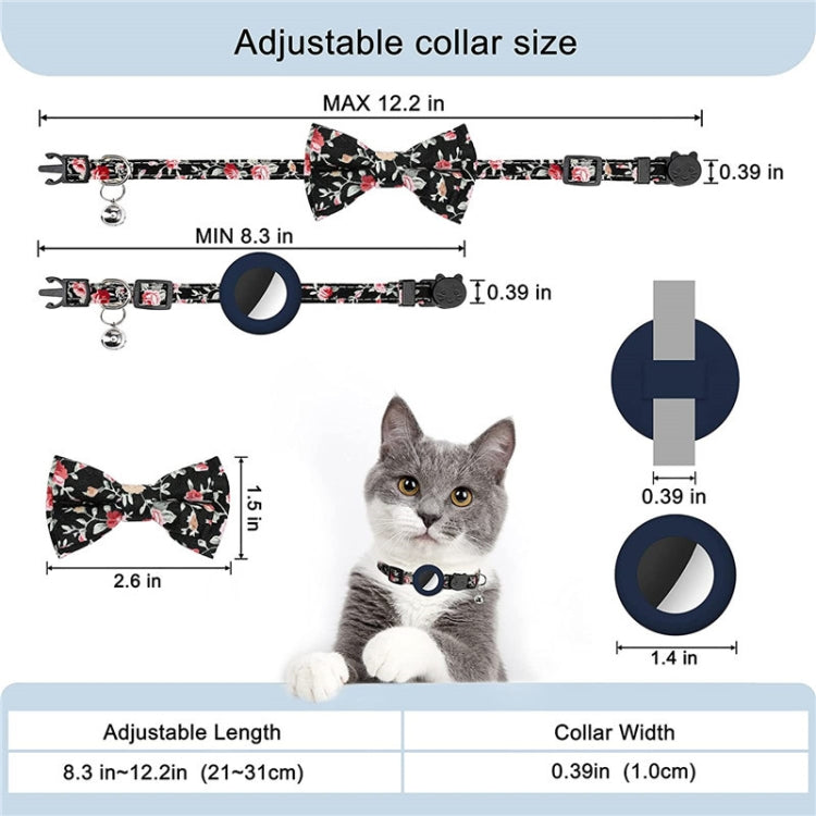Anti-Verlust Bedrucktes Schleifen-Haustierhalsband mit Glocke für AirTag 2. Gen / AirTag 1. Gen, Gelb, Blau, Pink, Dunkelblau, Orange, Minzgrün