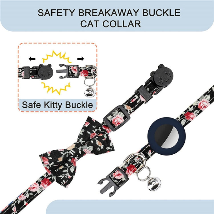 Anti-Verlust Bedrucktes Schleifen-Haustierhalsband mit Glocke für AirTag 2. Gen / AirTag 1. Gen, Gelb, Blau, Pink, Dunkelblau, Orange, Minzgrün