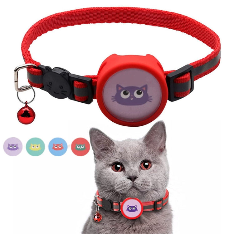 Haustier Reflektierendes Halsband mit Glocke für AirTag 2. Gen / AirTag 1. Gen, Rot, Lila, Schwarz, Pink