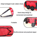Tragbarer Einkaufswagen, faltbare Einkaufstasche mit Rädern, Rot, Grün, Blau, Schwarz, Orange