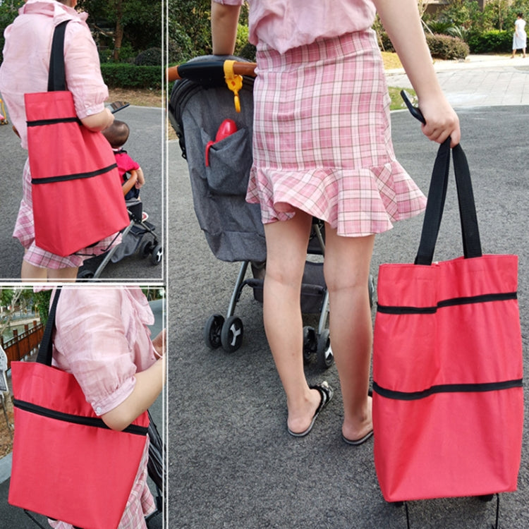 Tragbarer Einkaufswagen, faltbare Einkaufstasche mit Rädern, Rot, Grün, Blau, Schwarz, Orange