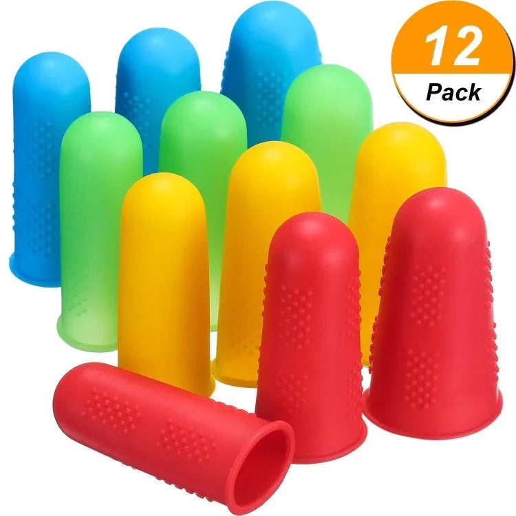 4 Sets Verbrühungsschutz Rutschfest Hochtemperaturbeständige Silikon-Fingerlinge mit Partikeln, zufällige Farbe, Blau