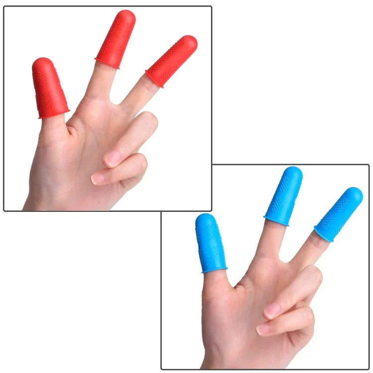 4 Sets Verbrühungsschutz Rutschfest Hochtemperaturbeständige Silikon-Fingerlinge mit Partikeln, zufällige Farbe, Blau