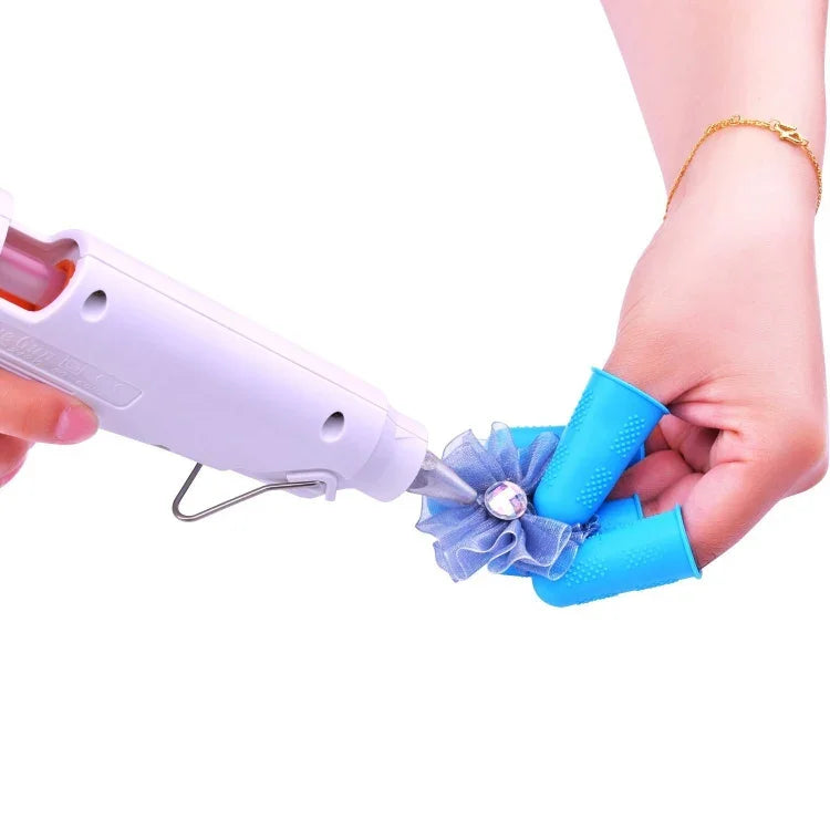 4 Sets Verbrühungsschutz Rutschfest Hochtemperaturbeständige Silikon-Fingerlinge mit Partikeln, zufällige Farbe, Blau