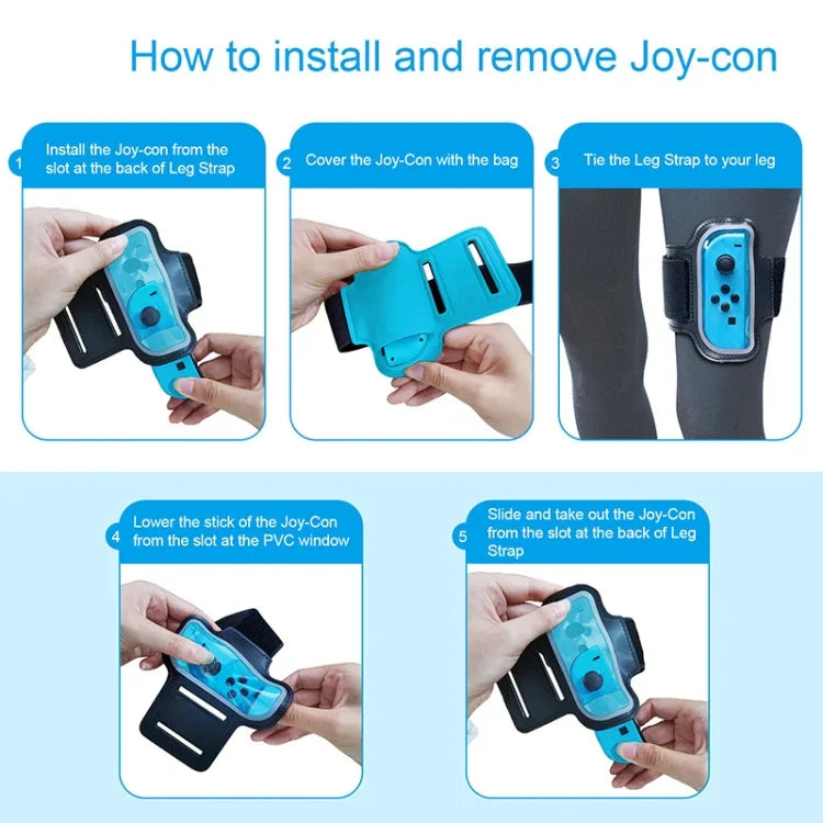 2PCS JYS JYS-NS242 For Nintendo Switch Joy-con Small Handlebar Leg Sports Straps, JYS-NS242(Black), JYS-NS242(Red Blue)