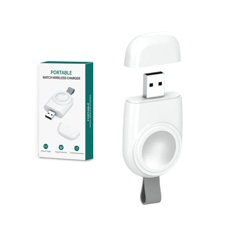 Tragbares kabelloses USB-Ladegerät mit Magnetverschluss für Apple Watch 1/2/3/4/5/6/7/SE, Weiß