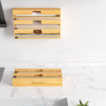 Alufolien-Abreißer Holz-Aufbewahrungsbox für Küchenschublade,Stil:, Zwei Schlitze, Drei Schlitze