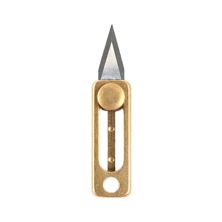 Messing Mini Messer Tragbarer EDC Schlüsselanhänger Anhänger Schieb-Entpackmesser, Messing
