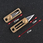 Messing Mini Messer Tragbarer EDC Schlüsselanhänger Anhänger Schieb-Entpackmesser, Messing