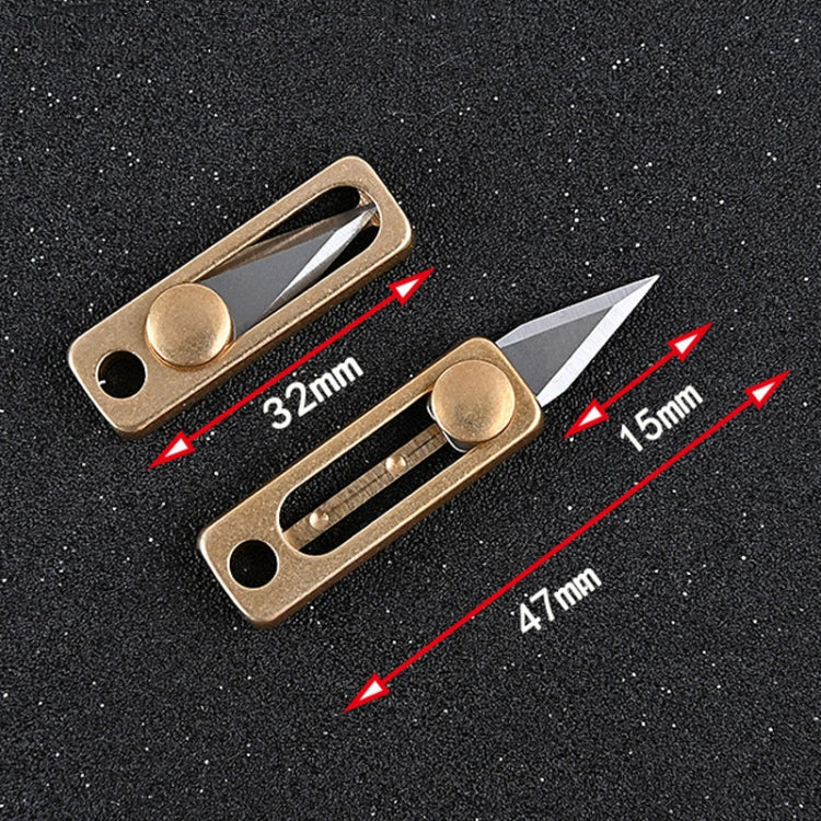 Messing Mini Messer Tragbarer EDC Schlüsselanhänger Anhänger Schieb-Entpackmesser, Messing