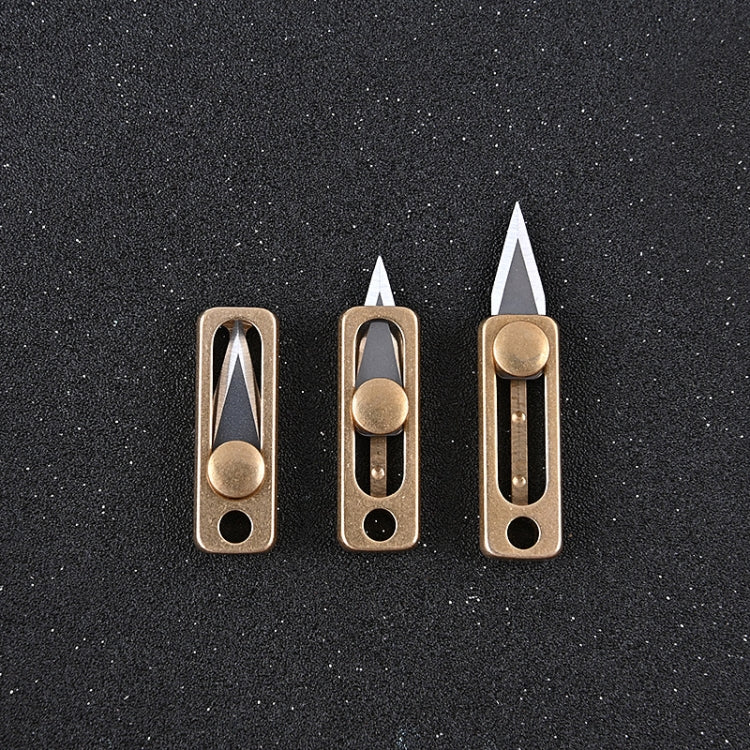 Messing Mini Messer Tragbarer EDC Schlüsselanhänger Anhänger Schieb-Entpackmesser, Messing