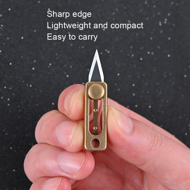 Messing Mini Messer Tragbarer EDC Schlüsselanhänger Anhänger Schieb-Entpackmesser, Messing