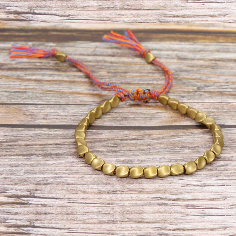 Handgewebtes Unregelmäßiges Kupferperlenarmband Schmuck, Matt, Hell, Hellrotes Seil