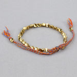 Handgewebtes Unregelmäßiges Kupferperlenarmband Schmuck, Matt, Hell, Hellrotes Seil