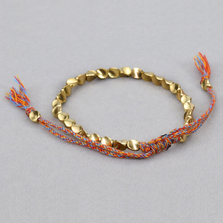 Handgewebtes Unregelmäßiges Kupferperlenarmband Schmuck, Matt, Hell, Hellrotes Seil