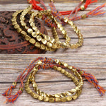 Handgewebtes Unregelmäßiges Kupferperlenarmband Schmuck, Matt, Hell, Hellrotes Seil
