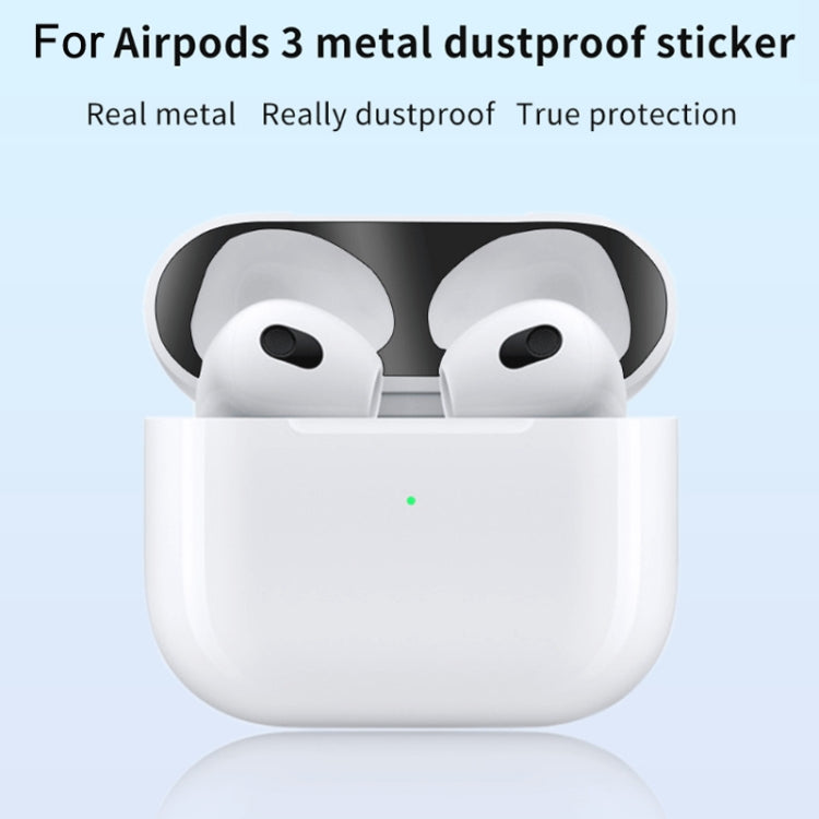2 STK Innere Kopfhörerabdeckungsaufkleber Staubschutzfolie für Airpods 3, Schwarz, Gold, Silber, Roségold, Rot, Grün, Blau, Lila