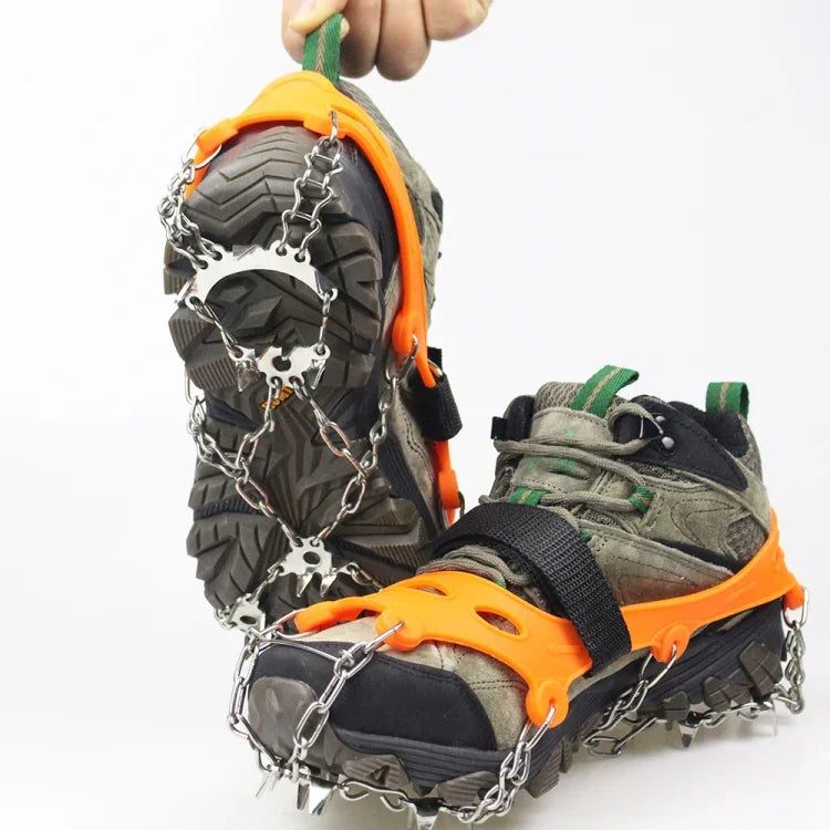 1 Paar 23 Spikes Steigeisen Outdoor Winterwandern Eisfischen Schneeschuhspikes,Größe:, M Orange, L Orange, XL Orange, M Schwarz, L Schwarz, XL Schwarz