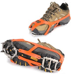 1 Paar 18 große Spikes Steigeisen Outdoor Winterwandern Eisfischen Schneeschuhspikes, Größe:, L Schwarz, L Orange