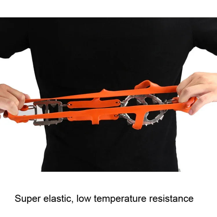 1 Paar 18 große Spikes Steigeisen Outdoor Winterwandern Eisfischen Schneeschuhspikes, Größe:, L Schwarz, L Orange