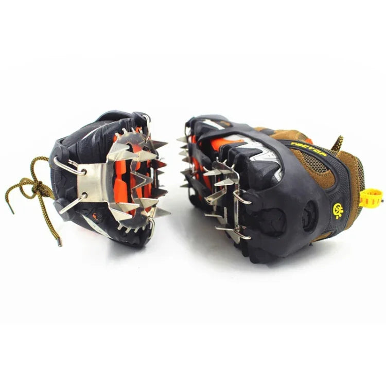 1 Paar 18 große Spikes Steigeisen Outdoor Winterwandern Eisfischen Schneeschuhspikes, Größe:, L Schwarz, L Orange