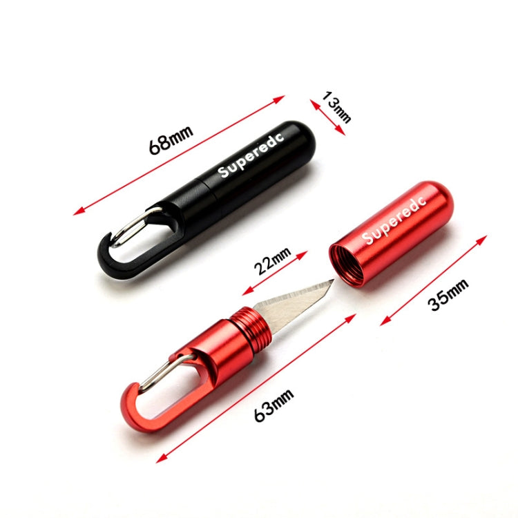 Schlüsselanhänger Anhänger Kleines Messer Tragbares Kunst-Schneidemesser, Bronze, Aluminiumlegierung Schwarz, Aluminiumlegierung Rot