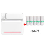 C19 200DPI Studenten-Hausaufgaben-Drucker Bluetooth tintenloser Taschen-Drucker, Pink, Blau, pinkes Druckerpapier x 5, blaues Druckerpapier x 5, pinke Aufkleber x 5, blaue Aufkleber x 5, pinkes Set, blaues Set