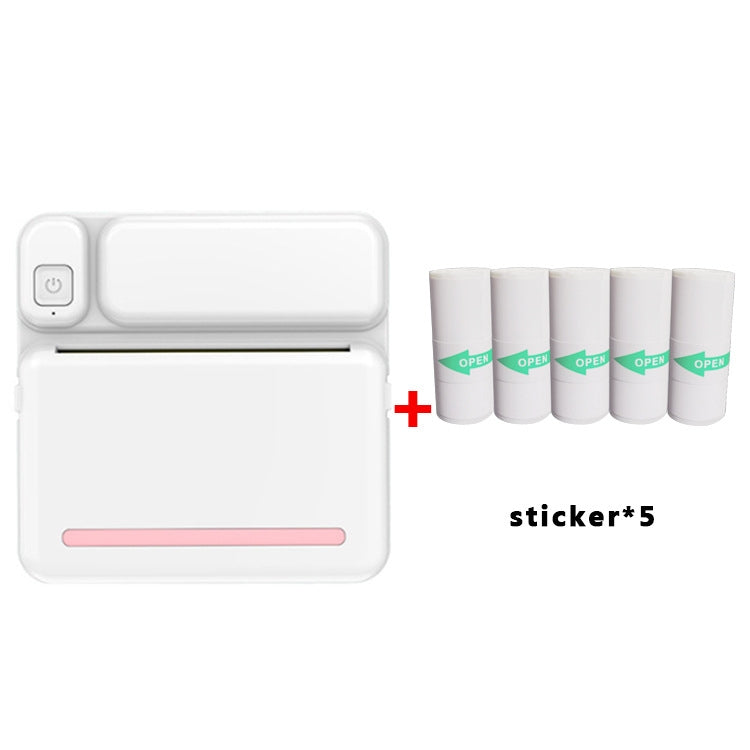 C19 200DPI Studenten-Hausaufgaben-Drucker Bluetooth tintenloser Taschen-Drucker, Pink, Blau, pinkes Druckerpapier x 5, blaues Druckerpapier x 5, pinke Aufkleber x 5, blaue Aufkleber x 5, pinkes Set, blaues Set