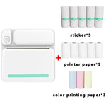 C19 200DPI Studenten-Hausaufgaben-Drucker Bluetooth tintenloser Taschen-Drucker, Pink, Blau, pinkes Druckerpapier x 5, blaues Druckerpapier x 5, pinke Aufkleber x 5, blaue Aufkleber x 5, pinkes Set, blaues Set