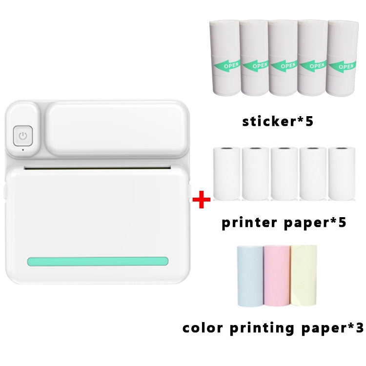 C19 200DPI Studenten-Hausaufgaben-Drucker Bluetooth tintenloser Taschen-Drucker, Pink, Blau, pinkes Druckerpapier x 5, blaues Druckerpapier x 5, pinke Aufkleber x 5, blaue Aufkleber x 5, pinkes Set, blaues Set